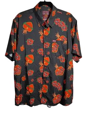 Dixxon Flannel Sacred Men L Button Up Pearl Snap Bamboo Party Shirt Large NWOT